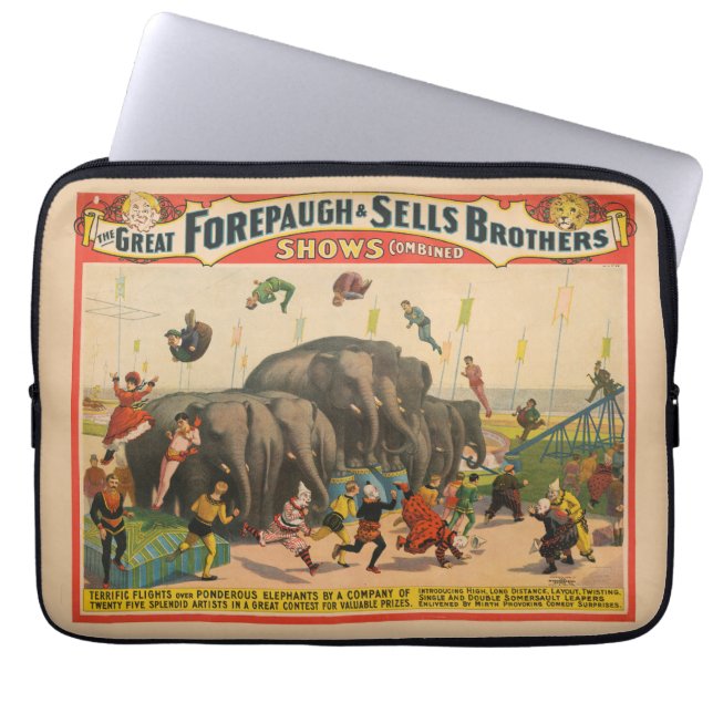 Circus Poster van acrobaten springen over olifante Laptop Sleeve (Voorkant)