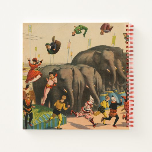 Circus Poster van acrobaten springen over olifante Notitieboek (Achterkant)