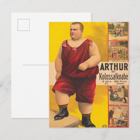 circus Poster van Arthur het kolossale Kind Briefkaart (Voorkant / Achterkant)