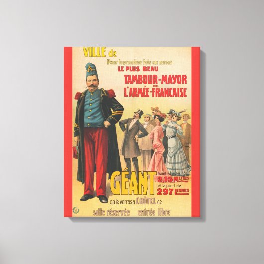 Circus Poster van de menigte bewonderen een Franse Canvas Afdruk (Voorkant)