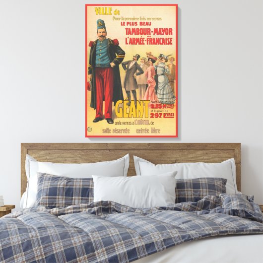 Circus Poster van de menigte bewonderen een Franse Canvas Afdruk (Insitu (Slaapkamer))