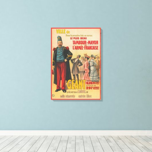 Circus Poster van de menigte bewonderen een Franse Canvas Afdruk (Insitu (Houten vloer))