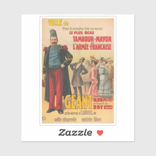 Circus Poster van de menigte bewonderen een Franse Sticker (Vel)