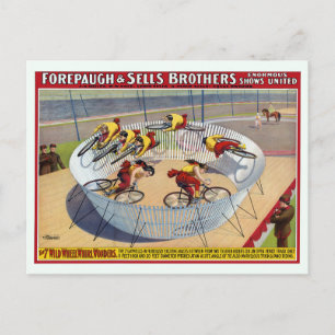 Circus Poster van de zeven Gaynells fietsen Briefkaart