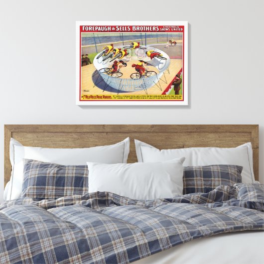 Circus Poster van de zeven Gaynells fietsen Canvas Afdruk (Insitu (Slaapkamer))