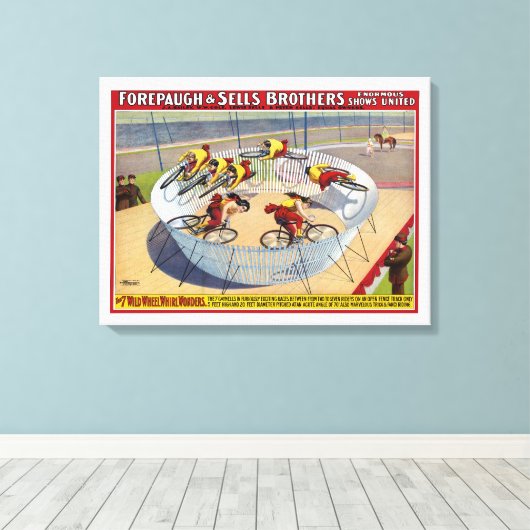 Circus Poster van de zeven Gaynells fietsen Canvas Afdruk (Insitu (Houten vloer))