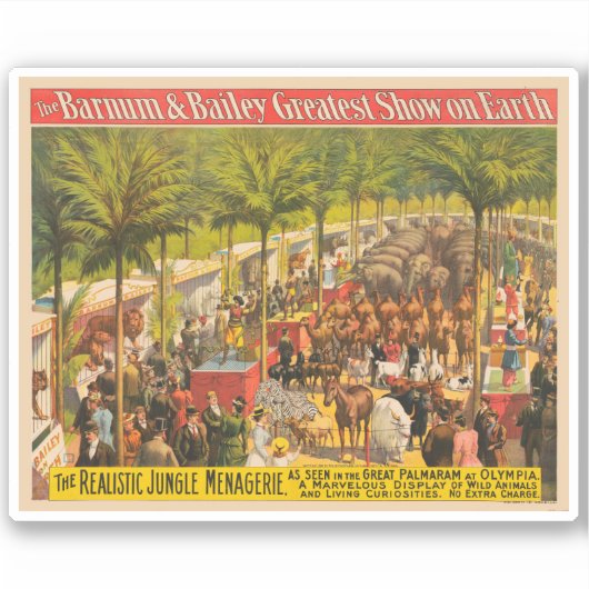  circus Poster van dieren en performers Sticker (Voorkant)