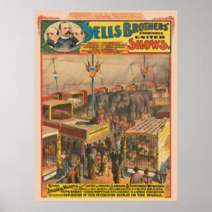 Circus Poster van Dieren tentoongesteld in een ten