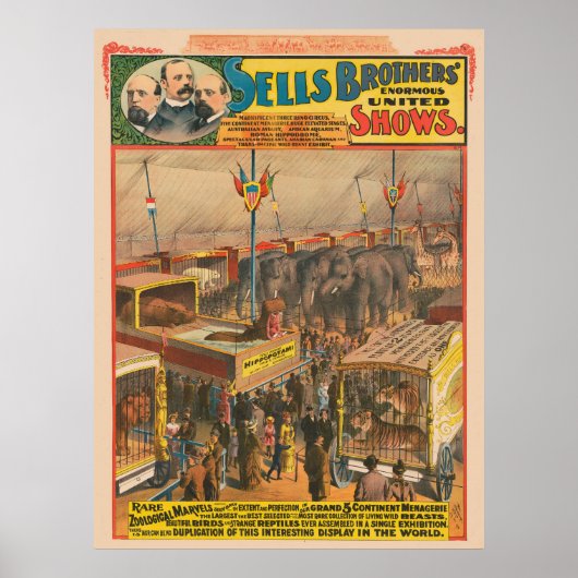 Circus Poster van Dieren tentoongesteld in een ten (Voorkant)