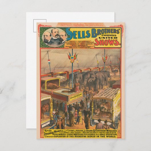 Circus Poster van Dieren tentoongesteld in een ten Briefkaart (Voorkant / Achterkant)