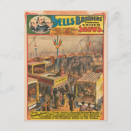 Circus Poster van Dieren tentoongesteld in een ten Briefkaart (Voorkant)