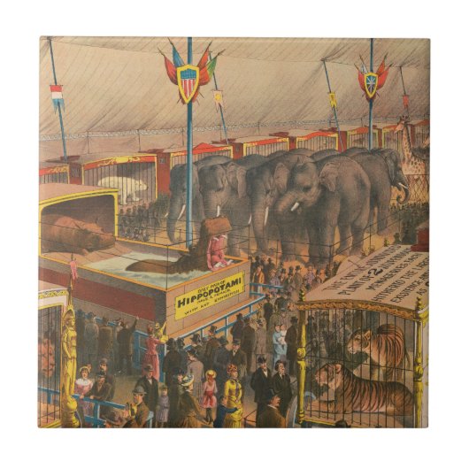 Circus Poster van Dieren tentoongesteld in een ten Tegeltje (Voorkant)
