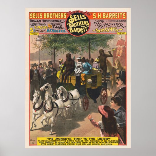circus Poster van een aap gedreven coach (Voorkant)