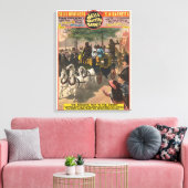 circus Poster van een aap gedreven coach Canvas Afdruk (Insitu (Woonkamer))