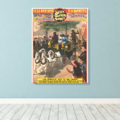 circus Poster van een aap gedreven coach Canvas Afdruk (Insitu (Houten vloer))