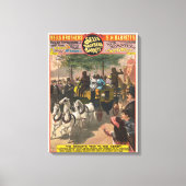  circus Poster van een aap gedreven coach Canvas Afdruk (Voorkant)