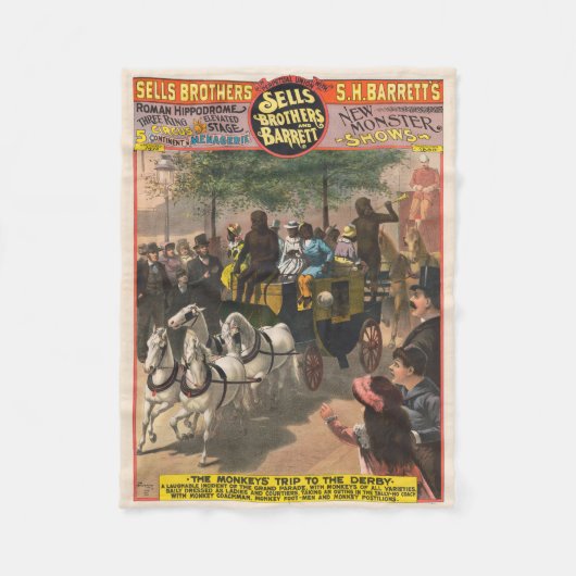  circus Poster van een aap gedreven coach Fleece Deken (Voorkant)