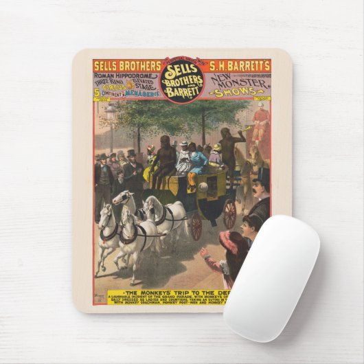  circus Poster van een aap gedreven coach Muismat (Met muis)