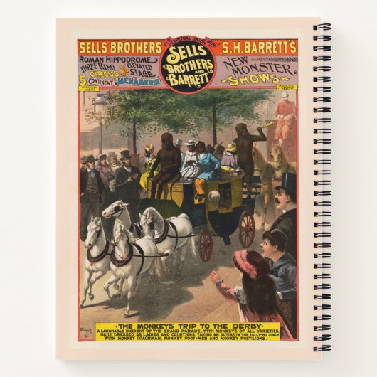  circus Poster van een aap gedreven coach Notitieboek (Achterkant)