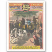 circus Poster van een aap gedreven coach Sticker (Voorkant)