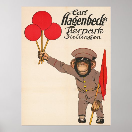 circus Poster van een aap met ballonnen (Voorkant)