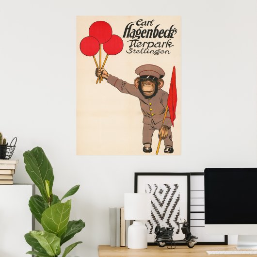  circus Poster van een aap met ballonnen (Thuiskantoor)