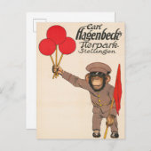  circus Poster van een aap met ballonnen Briefkaart (Voorkant / Achterkant)