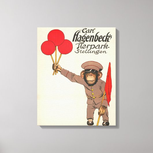  circus Poster van een aap met ballonnen Canvas Afdruk (Voorkant)