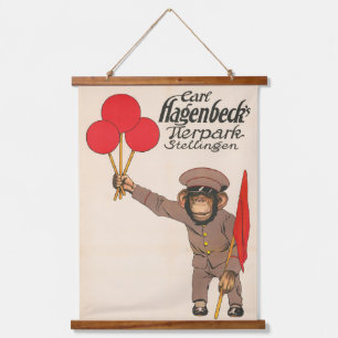 circus Poster van een aap met ballonnen Hangend Wandkleed
