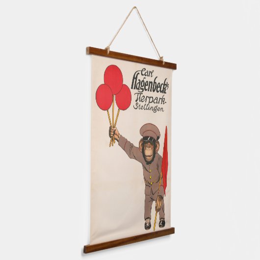  circus Poster van een aap met ballonnen Hangend Wandkleed (Gebogen)