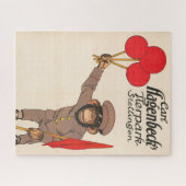 circus Poster van een aap met ballonnen Legpuzzel (Horizontaal)