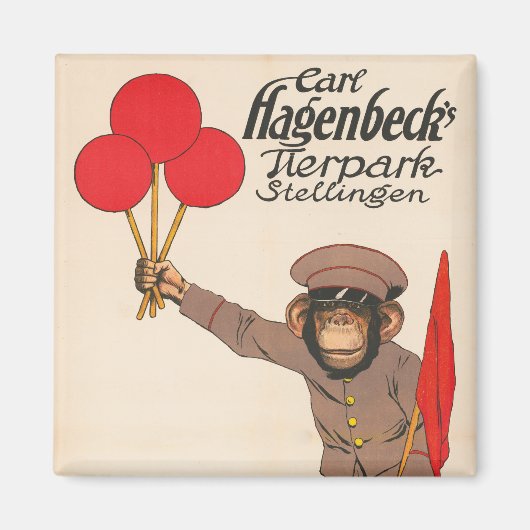 circus Poster van een aap met ballonnen Magneet (Voorkant)