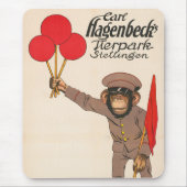 circus Poster van een aap met ballonnen Muismat (Voorkant)