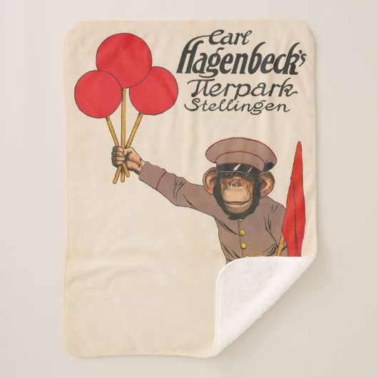 circus Poster van een aap met ballonnen Sherpa Deken (Voorkant)