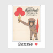 circus Poster van een aap met ballonnen Sticker (Vel)