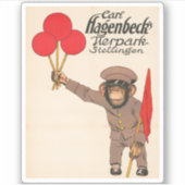 circus Poster van een aap met ballonnen Sticker (Voorkant)