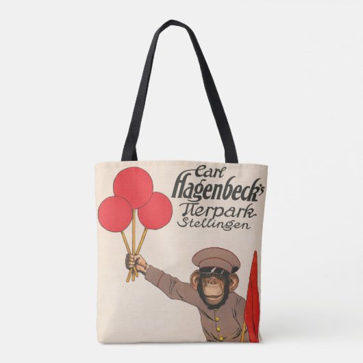  circus Poster van een aap met ballonnen Tote Bag (Achterkant)