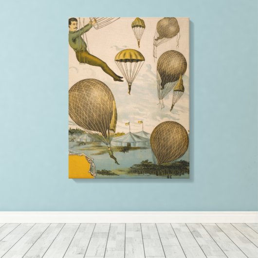 Circus Poster van een luchtballon performance Canvas Afdruk (Insitu (Houten vloer))