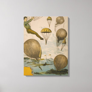 Circus Poster van een luchtballon performance Canvas Afdruk