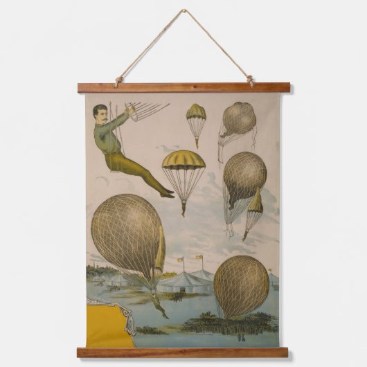 Circus Poster van een luchtballon performance Hangend Wandkleed (Voorkant)
