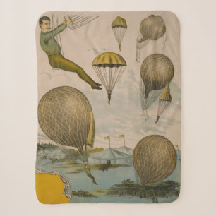 Circus Poster van een luchtballon performance Sherpa Deken