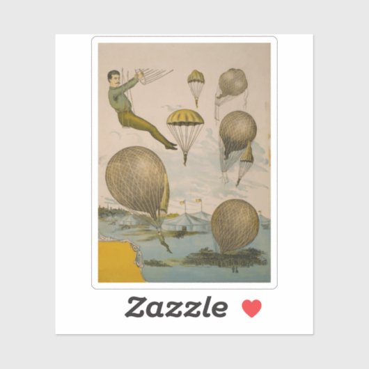 Circus Poster van een luchtballon performance Sticker (Vel)