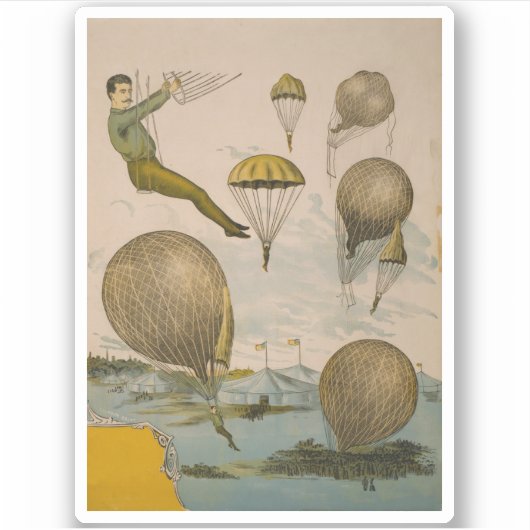 Circus Poster van een luchtballon performance Sticker (Voorkant)