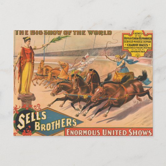  circus Poster van een Romeinse wagenrennen Briefkaart (Voorkant)