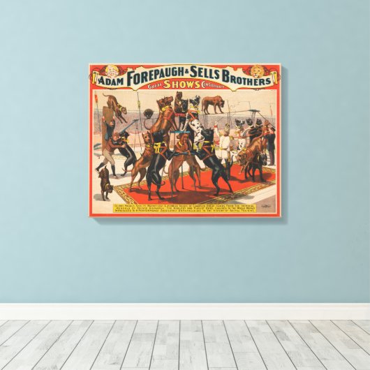 Circus Poster van grote Denen met trainer Canvas Afdruk (Insitu (Houten vloer))