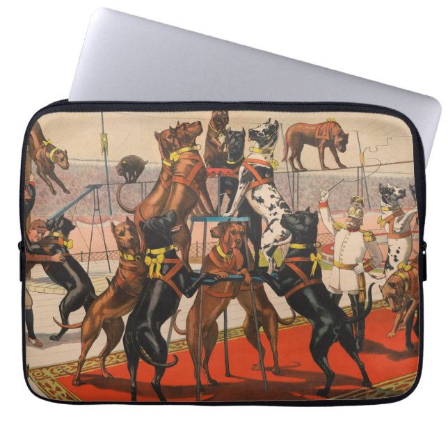 Circus Poster van grote Denen met trainer Laptop Sleeve (Voorkant)