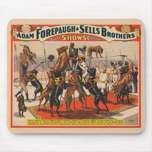 Circus Poster van grote Denen met trainer Muismat (Voorkant)