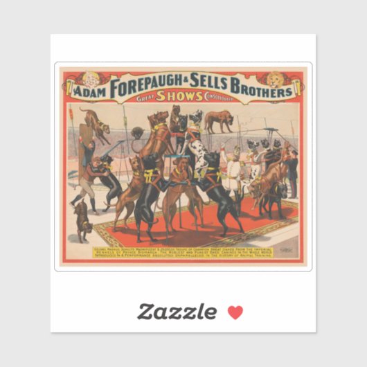 Circus Poster van grote Denen met trainer Sticker (Vel)