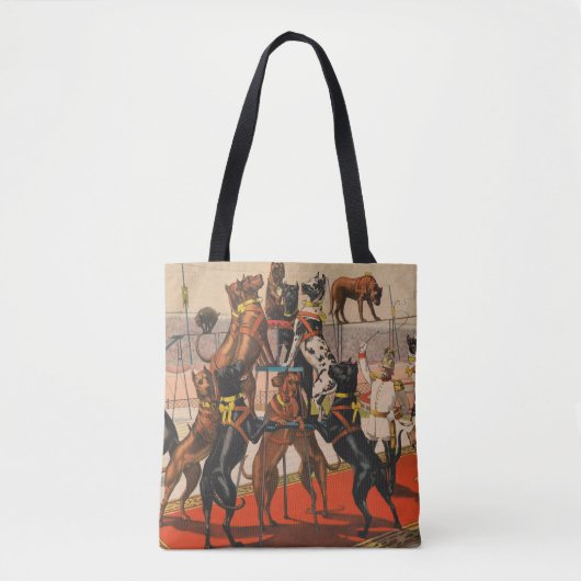 Circus Poster van grote Denen met trainer Tote Bag (Voorkant)