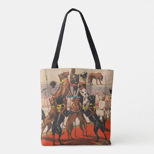 Circus Poster van grote Denen met trainer Tote Bag (Achterkant)